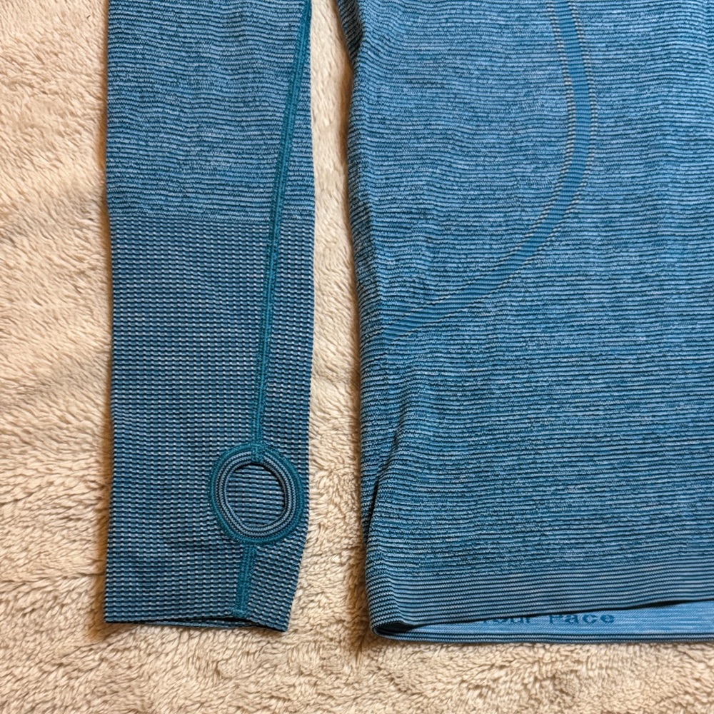 Lululemon Swiftly Tech Long Sleeve Crew Indian Ocean Blue / Black Sz 10 - Picture 4 of 10